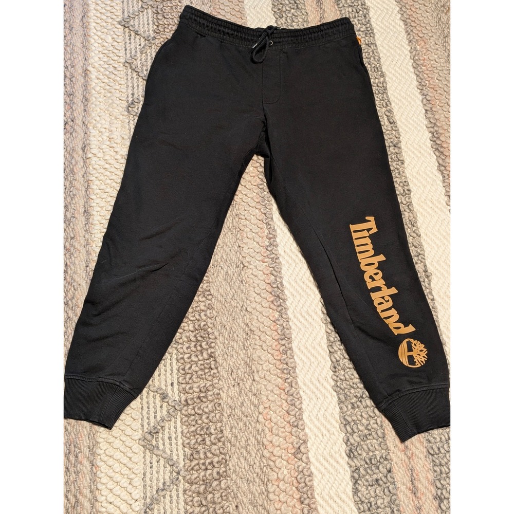 Timberland Mens Core Logo Fleece Jogger Sweatpants Black Wheat Large